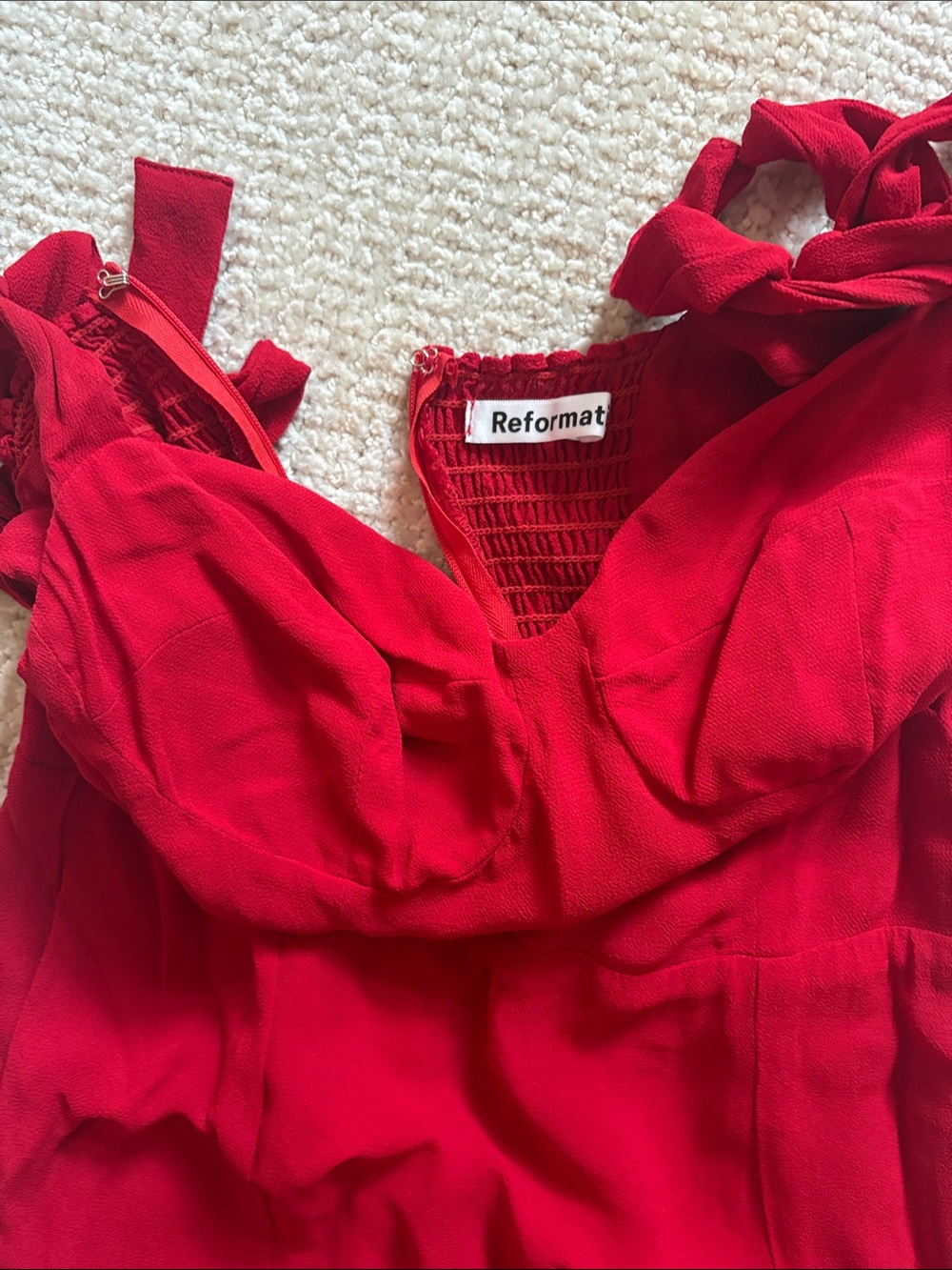 Reformation Red Tie-Strap V-Neck Maxi Dress - Picture 2 of 2